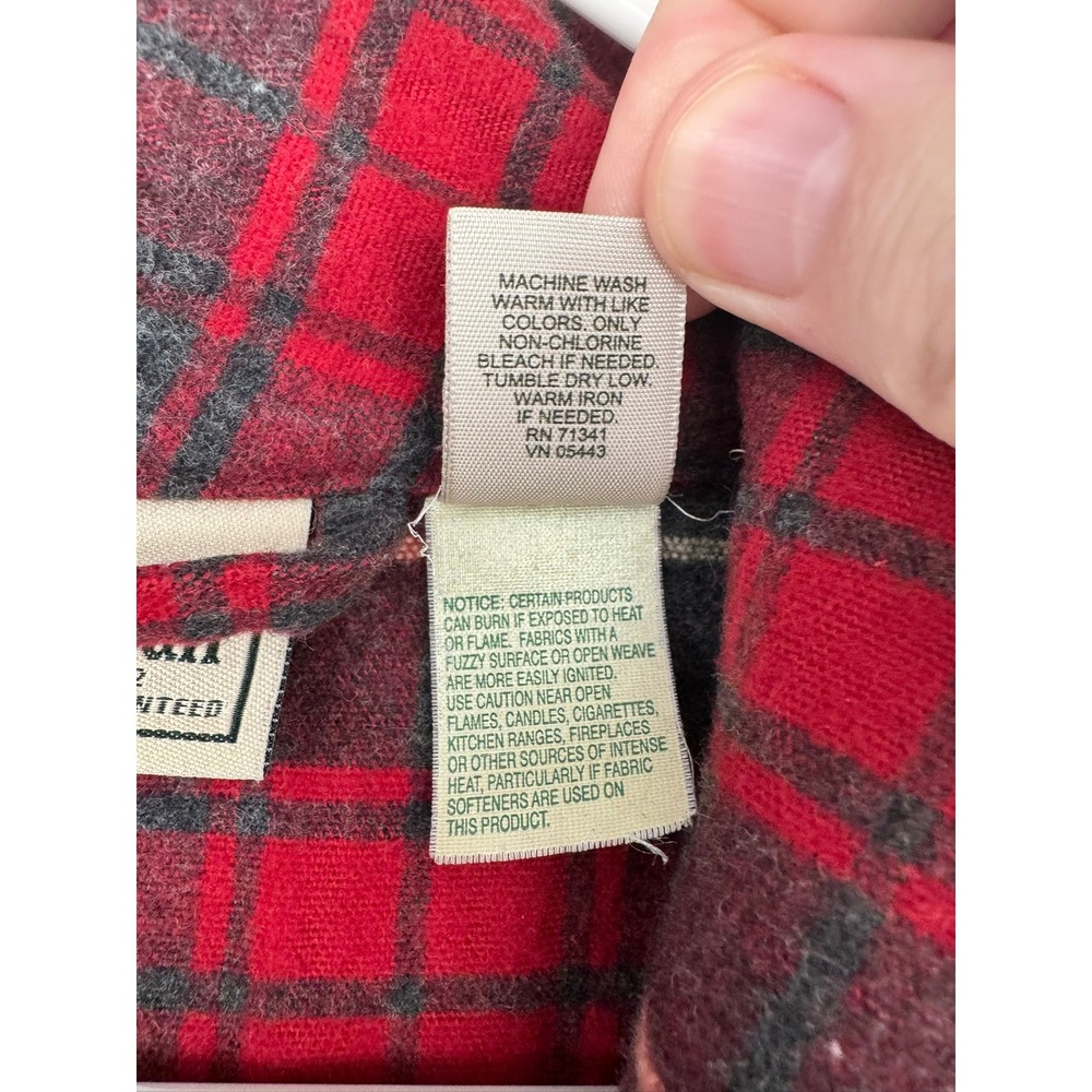 L.L. Bean Flannel Robe Men Large Tall Red Plaid Cotton Belted Loungewear - Picture 6 of 9